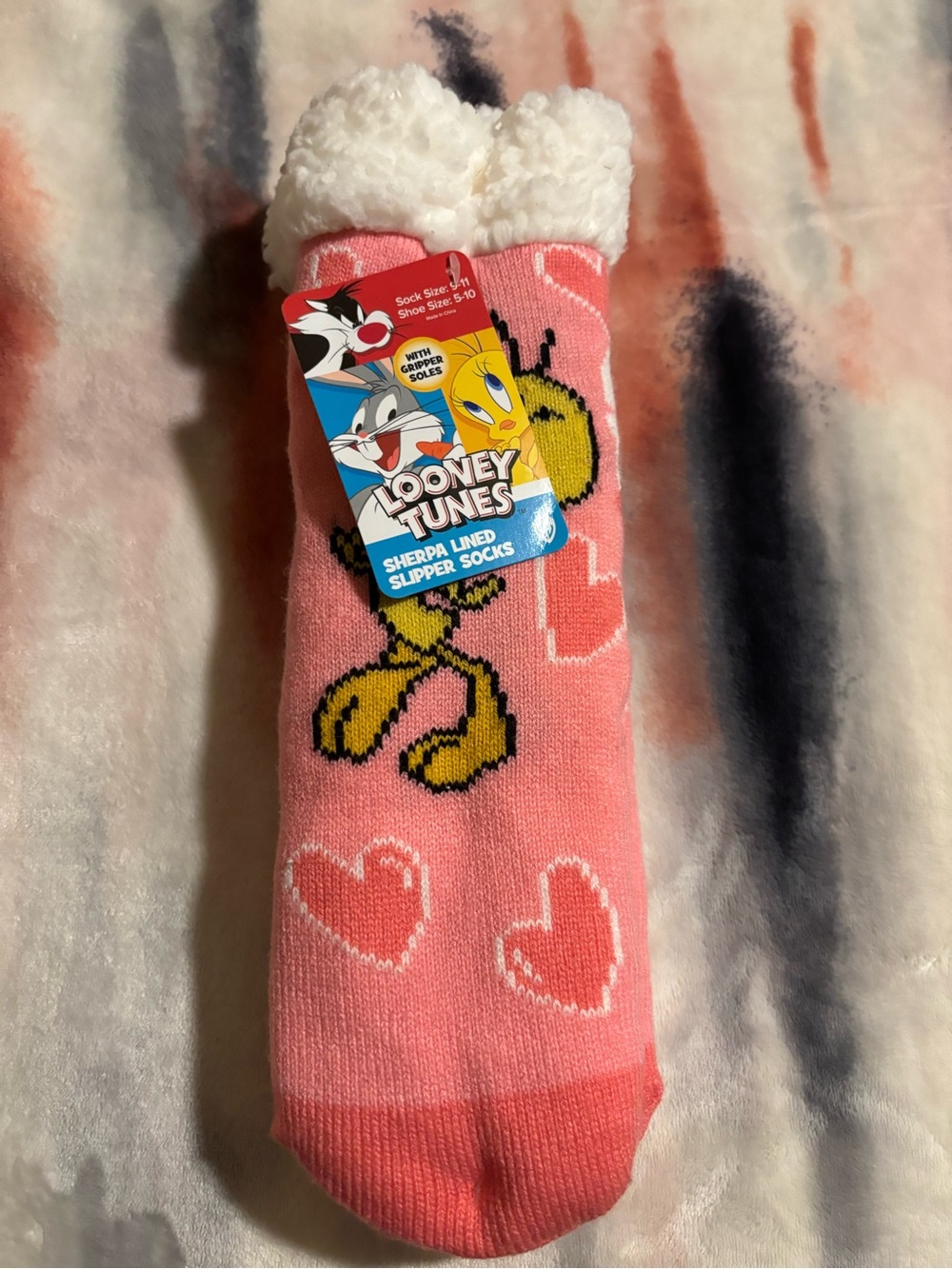 Warner Bros. Pink Tweety Sherpa-Lined Slipper Socks